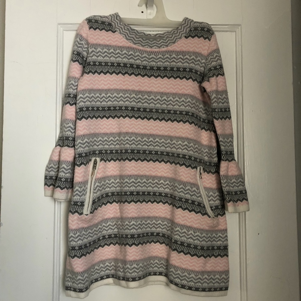 Janie and Jack Pink and Gray Little Girls Sweater Dress 4